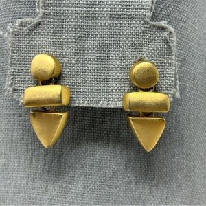 Small Gold Tone Abstract Triangle Square Stud Dangle Articulated Earrings